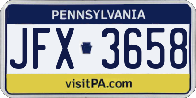 PA license plate JFX3658