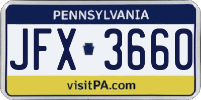 PA license plate JFX3660