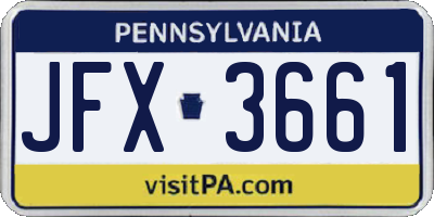 PA license plate JFX3661