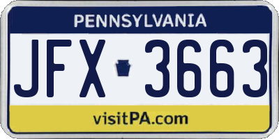 PA license plate JFX3663