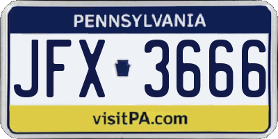 PA license plate JFX3666
