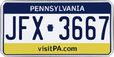 PA license plate JFX3667