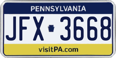 PA license plate JFX3668
