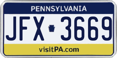 PA license plate JFX3669
