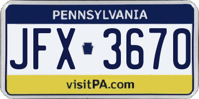 PA license plate JFX3670