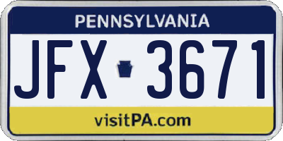 PA license plate JFX3671