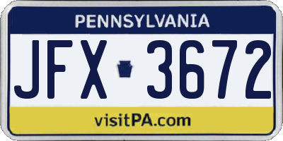 PA license plate JFX3672