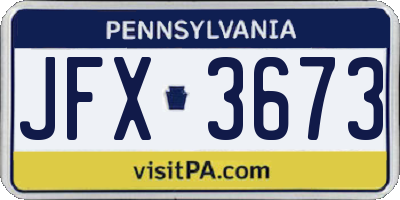 PA license plate JFX3673