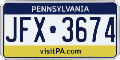 PA license plate JFX3674