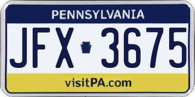 PA license plate JFX3675