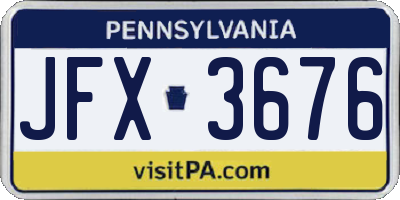 PA license plate JFX3676