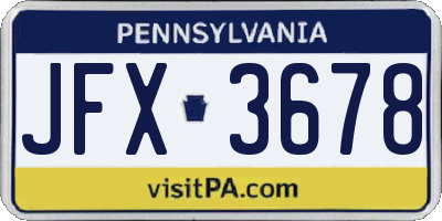 PA license plate JFX3678