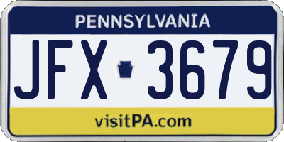 PA license plate JFX3679