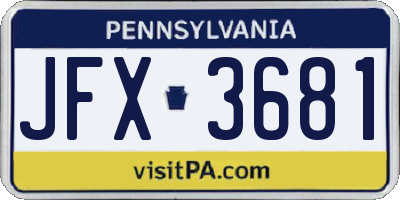 PA license plate JFX3681
