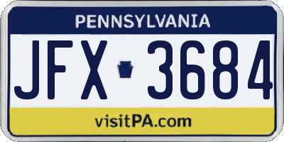 PA license plate JFX3684
