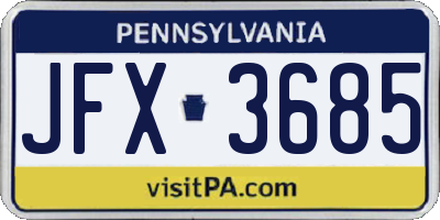 PA license plate JFX3685