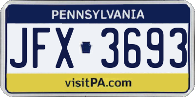 PA license plate JFX3693