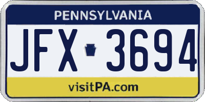 PA license plate JFX3694