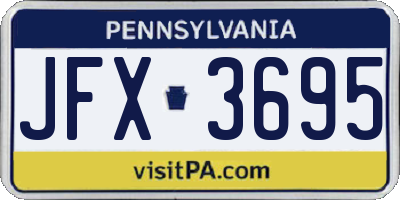 PA license plate JFX3695