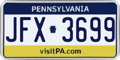 PA license plate JFX3699
