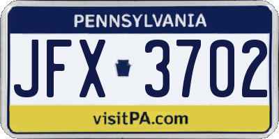 PA license plate JFX3702