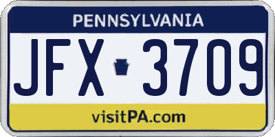 PA license plate JFX3709