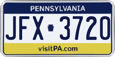 PA license plate JFX3720