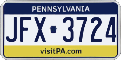 PA license plate JFX3724