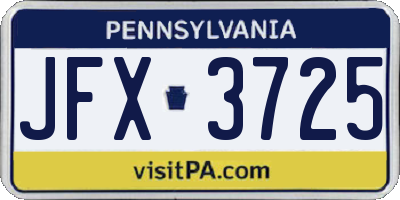 PA license plate JFX3725