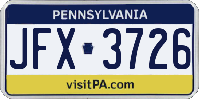 PA license plate JFX3726