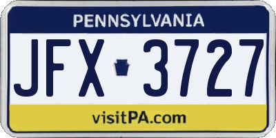 PA license plate JFX3727