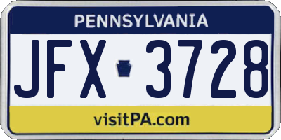 PA license plate JFX3728