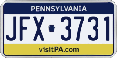 PA license plate JFX3731