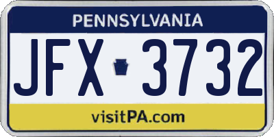 PA license plate JFX3732