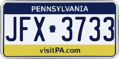 PA license plate JFX3733
