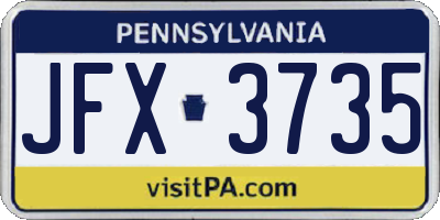 PA license plate JFX3735