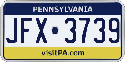 PA license plate JFX3739