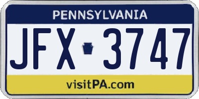PA license plate JFX3747