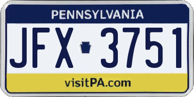 PA license plate JFX3751