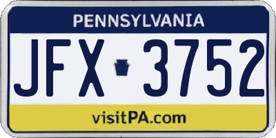 PA license plate JFX3752
