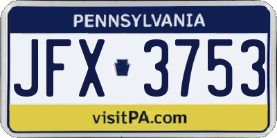 PA license plate JFX3753