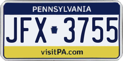 PA license plate JFX3755