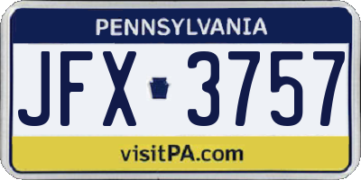 PA license plate JFX3757