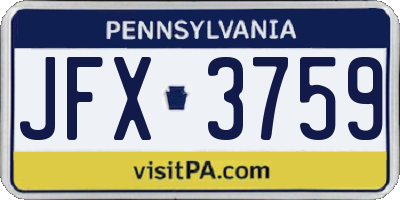 PA license plate JFX3759