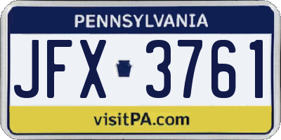 PA license plate JFX3761
