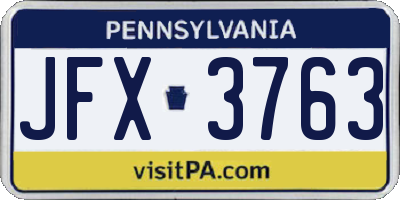 PA license plate JFX3763