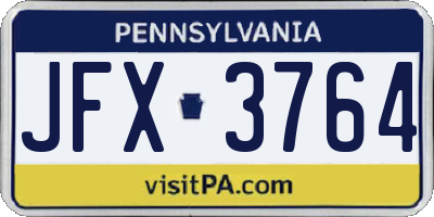 PA license plate JFX3764