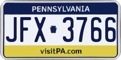PA license plate JFX3766