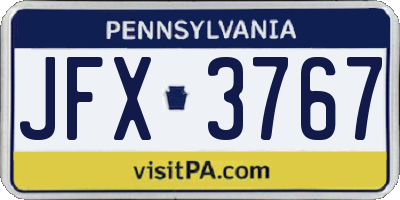 PA license plate JFX3767