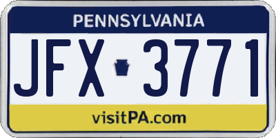 PA license plate JFX3771